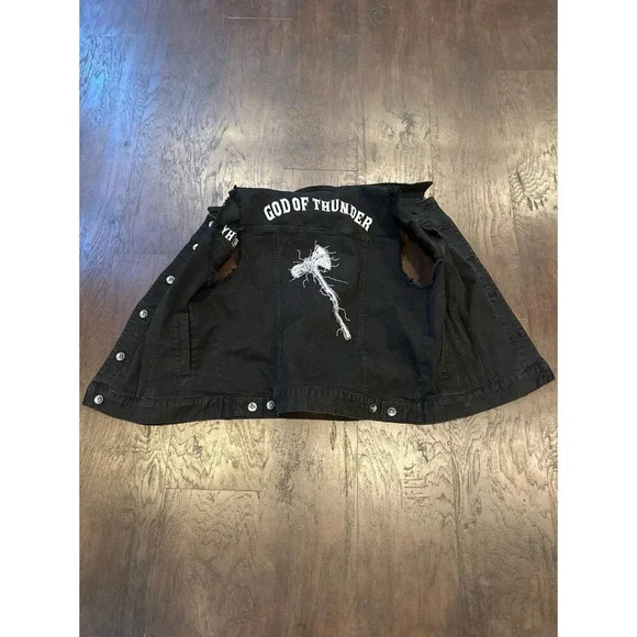 Her Universe Avengers Thor Worthy‎ God Of Thunder Black Jean Button Vest (g7) - Picture 1 of 2